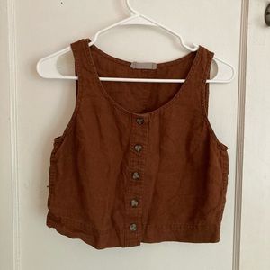 The linen button-front crop tank